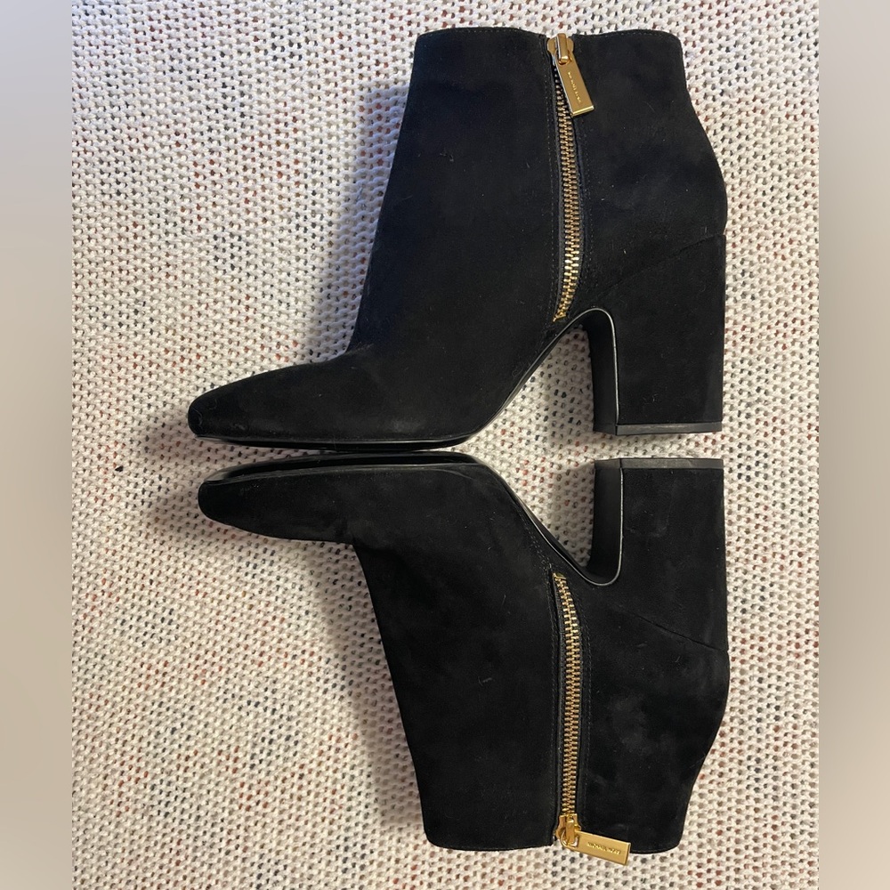 MICHAEL Michael Kors Black Ankle Boots with Gold Zipper